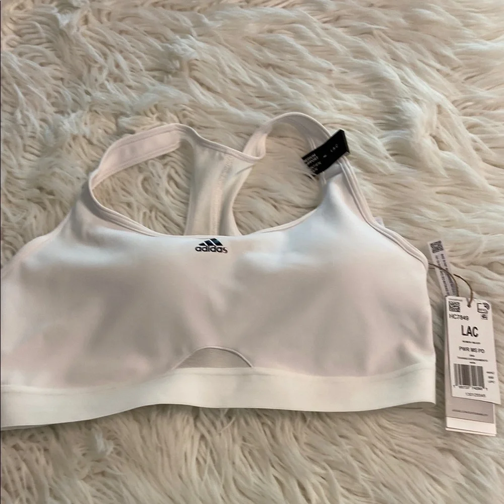 Adidas Women's White Sports Bra brand new with tag - Picture 1 of 8